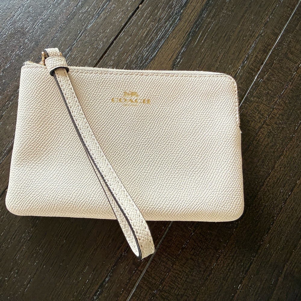 Coach Beige Textured Wristlet